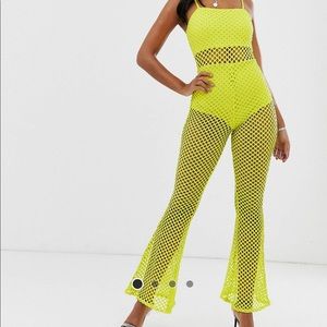 Strappy mesh jumpsuit